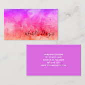 ラベンエレガントダーパープルコーラルオレンジウォーターカラー 名刺 (正面/裏面)
