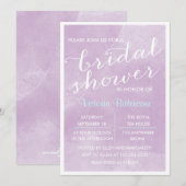 ラベンエレガントダー水色ブライダルシャワー 招待状 (正面/裏面)