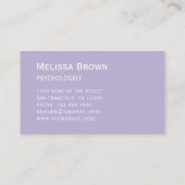 ラベンダシンプルーの紫色の白いスクリプモダントカラー 名刺 (裏面)