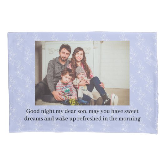 ラベンダシンプルーフローラブルー（写真付き） 枕カバー (正面)