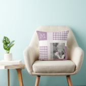 ラベンダーあなたの写真を追加ジンガムモダンモノグラム クッション (椅子)