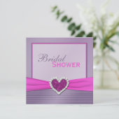 ラベンダーおよびピンクのブライダルシャワーの招待状 招待状 (スタンド正面)