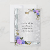 ラベンダーおよびブルーバラ招待状応答カード 出欠カード (裏面)