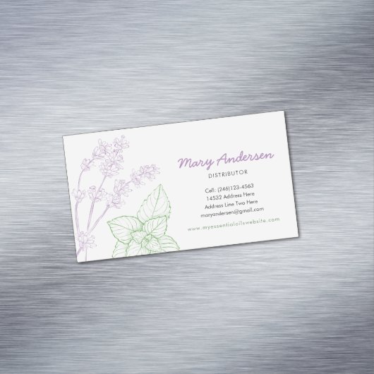 ラベンダーおよびペパーミントの精油 マグネット名刺 (インサイチュ)