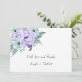 ラベンダーおよびミントの水彩画のシャクヤクは|感謝していしています サンキューカード (スタンド正面)