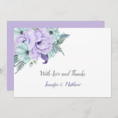 ラベンダーおよびミントの水彩画のシャクヤクは|感謝していしています サンキューカード (正面/裏面)