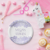 ラベンダーおよび白いレースの花のエレガントな結婚式 ペーパープレート (パーティー)