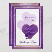 ラベンダーおよび紫色のレースの結婚式メニューの陰 メニュー (正面/裏面)