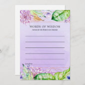 ラベンダーおよび金ゴールドフローラ幾何学的ブライダルシャワー アドバイスカード (正面/裏面)