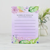 ラベンダーおよび金ゴールドフローラ幾何学的ブライダルシャワー アドバイスカード (スタンド正面)
