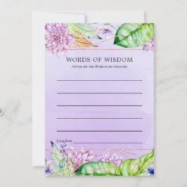 ラベンダーおよび金ゴールドフローラ幾何学的ブライダルシャワー アドバイスカード