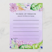 ラベンダーおよび金ゴールドフローラ幾何学的ブライダルシャワー アドバイスカード (正面)