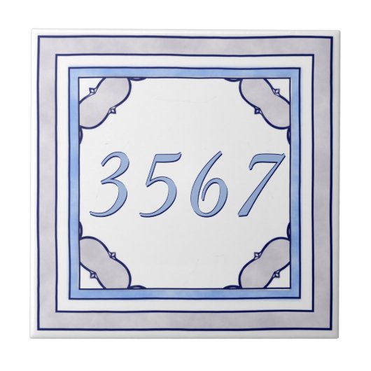 ラベンダーおよび青い小さい家数 タイル (正面)