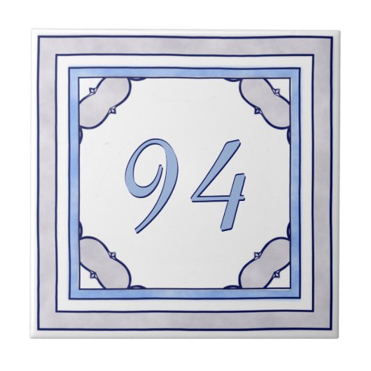 ラベンダーおよび青く大きい屋家番号 タイル (正面)