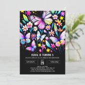 ラベンダーお洒落デリケートな蝶誕生日 招待状 (スタンド正面)