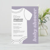 ラベンダーお洒落男女兼用赤ちゃんシャワー 招待状 (スタンド正面)