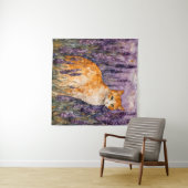 ラベンダーかわいらし畑の生姜の猫 タペストリー (インサイチュ(横))