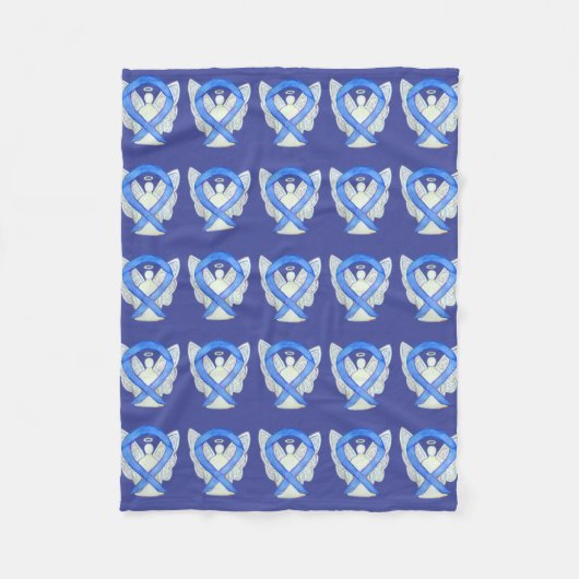 ラベンダーがん認識度リボンフリースブランケット フリースブランケット (正面)