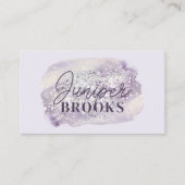 ラベンダーきらめくグリッターウォーターカラーソーシャルメディア 名刺 (正面)