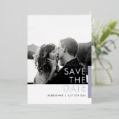 ラベンダーきらめく日付フォイルカードを保存 箔招待状 (立ち正面)