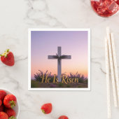 ラベンダーで飾られたミニマルな白い十字 スタンダードカクテルナプキン (インサイチュ)