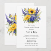 ラベンダーとひまわりのウェディング カップルシャワー 招待状 (正面/裏面)