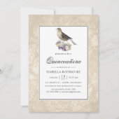 ラベンダーとアイボリーのヴィンテージ キンセアニエラ 招待状 (正面)