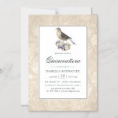 ラベンダーとアイボリーヴィンテージキンセアニラ マグネット招待状 (正面)