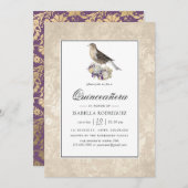 ラベンダーとアイボリーヴィンテージキンセアニラ 招待状 (正面/裏面)