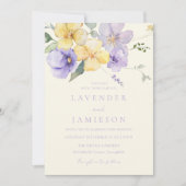 ラベンダーとイエローサンシャインフラワー結婚ズ 招待状 (正面)