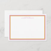 ラベンダーとオレンジのダブルフレームノートカード 招待状 (正面/裏面)