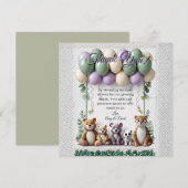 ラベンダーとグリーンのベイビーシャワー フラット サンクス カード (正面/裏面)