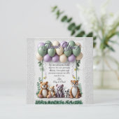 ラベンダーとグリーンのベイビーシャワー フラット サンクス カード (スタンド正面)