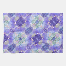 ラベンダーとグリーンの抽象芸術の色合い キッチンタオル