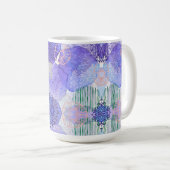 ラベンダーとグリーンの抽象芸術の色合い コーヒーマグカップ (正面右)