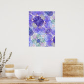 ラベンダーとグリーンの抽象芸術の色合い ポスター (キッチン)