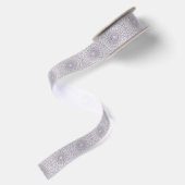 ラベンダーとグリーンの曼荼羅パターン柄 サテンリボン (裏面)