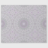 ラベンダーとグリーンの曼荼羅パターン柄 ラッピングペーパー (フラット)
