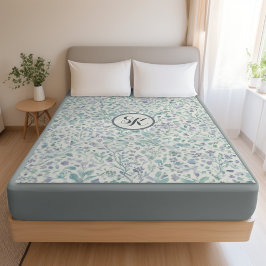 ラベンダーとグリーンリーフモグラム シェルパブランケット