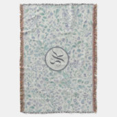 ラベンダーとグリーンリーフモグラム スローブランケット (正面縦)