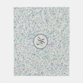 ラベンダーとグリーンリーフモグラム フリースブランケット (正面)