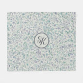 ラベンダーとグリーンリーフモグラム フリースブランケット (正面(横))