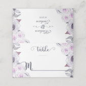 ラベンダーとグレーのフローラリース表番号 プレイスカード (外部開封)