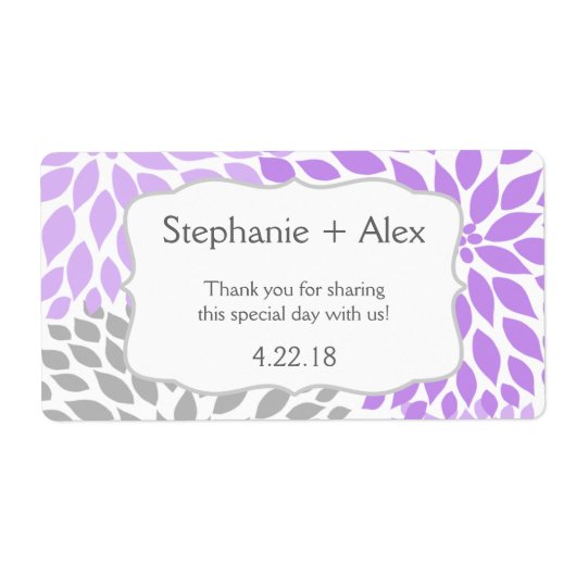 ラベンダーとグレーのムームウォーターカスタマイズボトル – それ！ ラベル (正面)