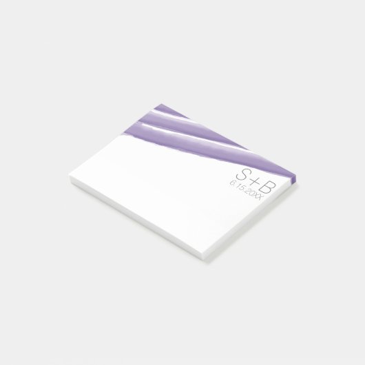 ラベンダーとグレーの水ストライプ色の結婚 ポストイット (アングル)