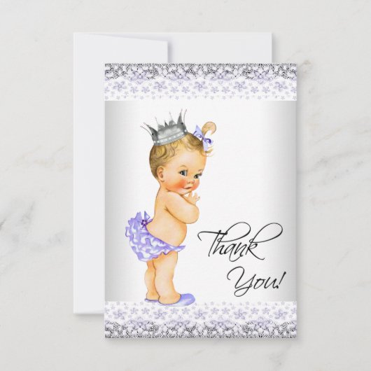 ラベンダーとグレーの赤ちゃんシャワーありがとう サンキューカード (正面)