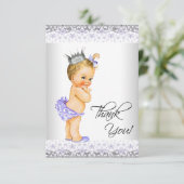 ラベンダーとグレーの赤ちゃんシャワーありがとう サンキューカード (スタンド正面)