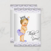 ラベンダーとグレーの赤ちゃんシャワーありがとう サンキューカード (正面/裏面)