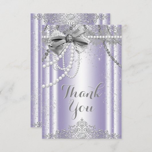 ラベンダーとグレーパールありがとう サンキューカード (正面/裏面)