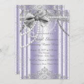ラベンダーとグレーパール ブライダルシャワー 招待状 (正面/裏面)